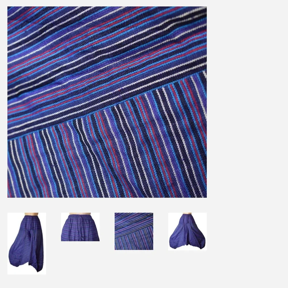 Striped Cotton Harem Trousers Size M - Picture 7 of 9